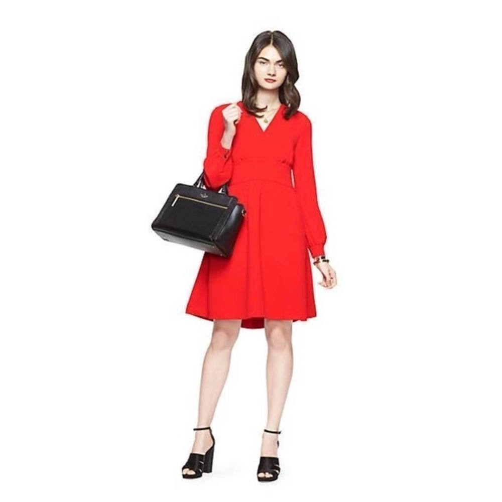 Kate Spade Fit and Flare Tie Waist Mini Red Dress Size 2 - Picture 4 of 16